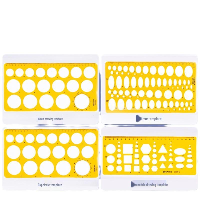 Circle Template Drafting Design Ruler with Polygon, Triangle, and Ellipse Shapes for Students