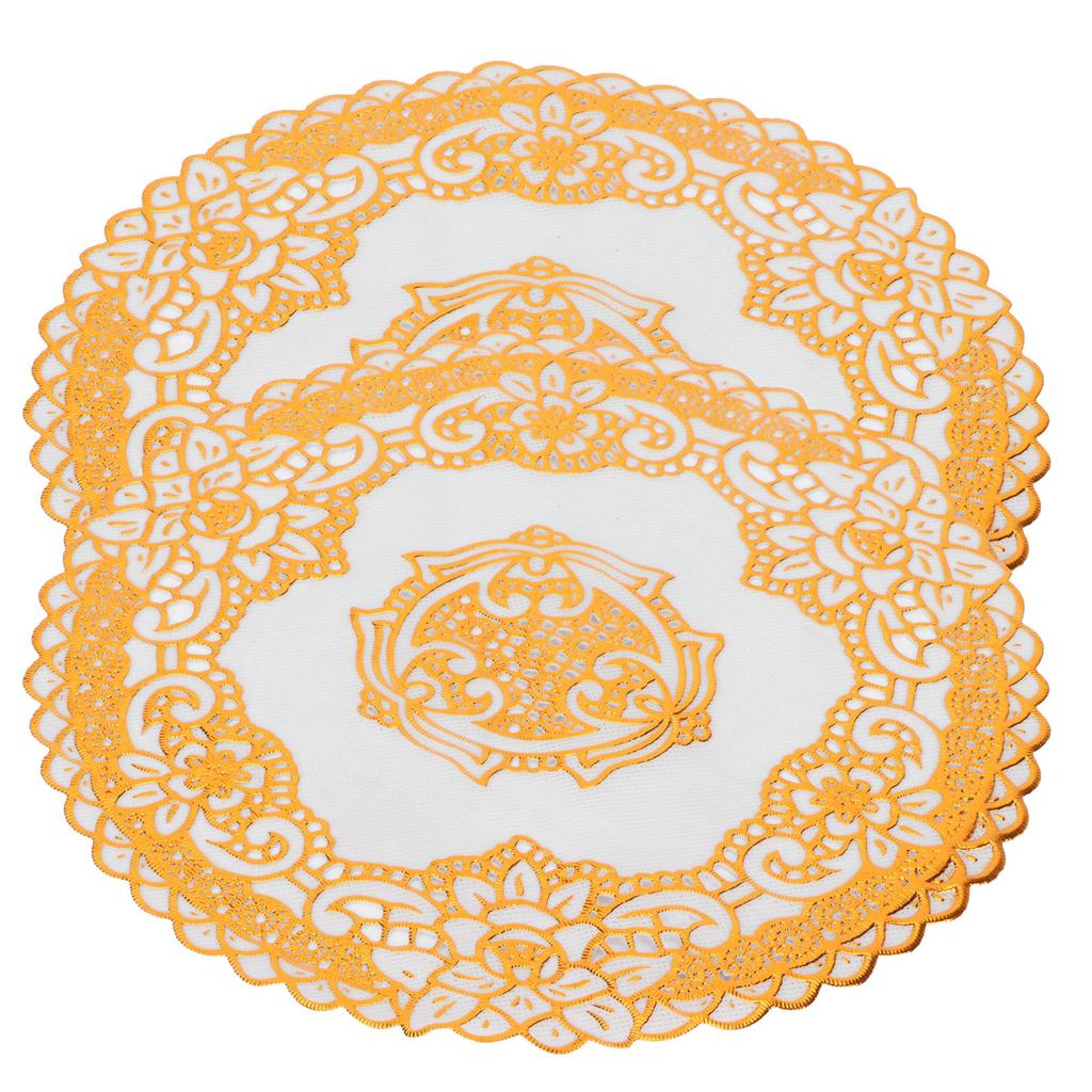 2 st 20x20 cm Bordstabletter Guld Placemats Kaffekoppsmattor Underlägg för Bröllopsfest TillbehörTyp 04