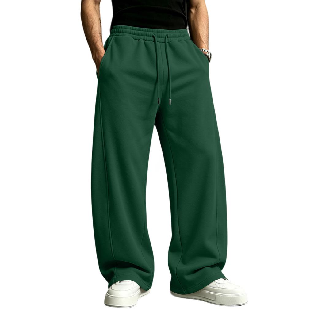 Men's Casual Straight Leg Joggers with Elastic Waistband and Drawstring for Everyday Wear