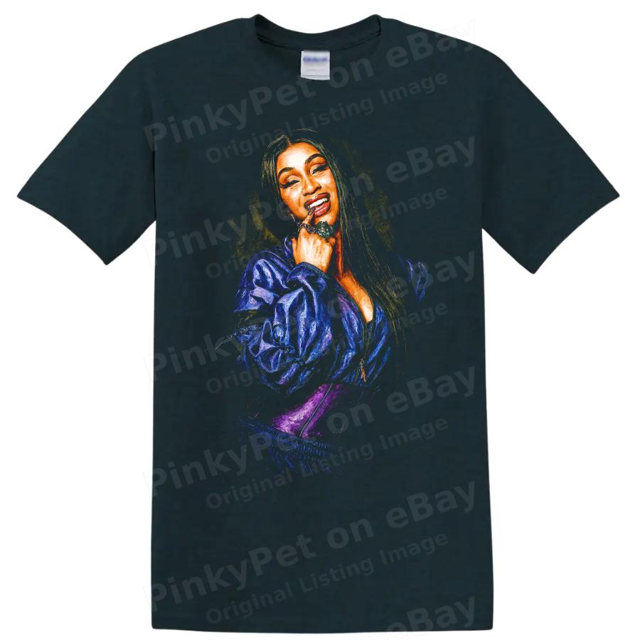 Cardi B Pop Art Digital Portrait T Shirt Colorful Celebrity Graphic Tee