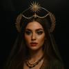 Sun God Baroque Crown Star Tiara Headdress Vintage COSPLAY Hair Hoop  Hair Accessories