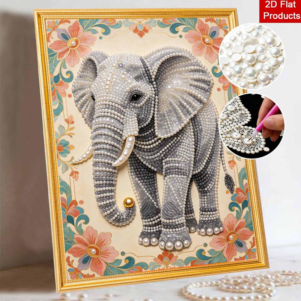 Elephant Pearl Kit DIY 5D Rhinestone Art Craft for Adults and Kids Home Party Decoration Handmade Gift
