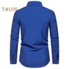 Fall Men Shirt Turn-down Collar Buttons Long Sleeves Solid Color Slim Fit Mid Length Casual Formal Business Commute Top
