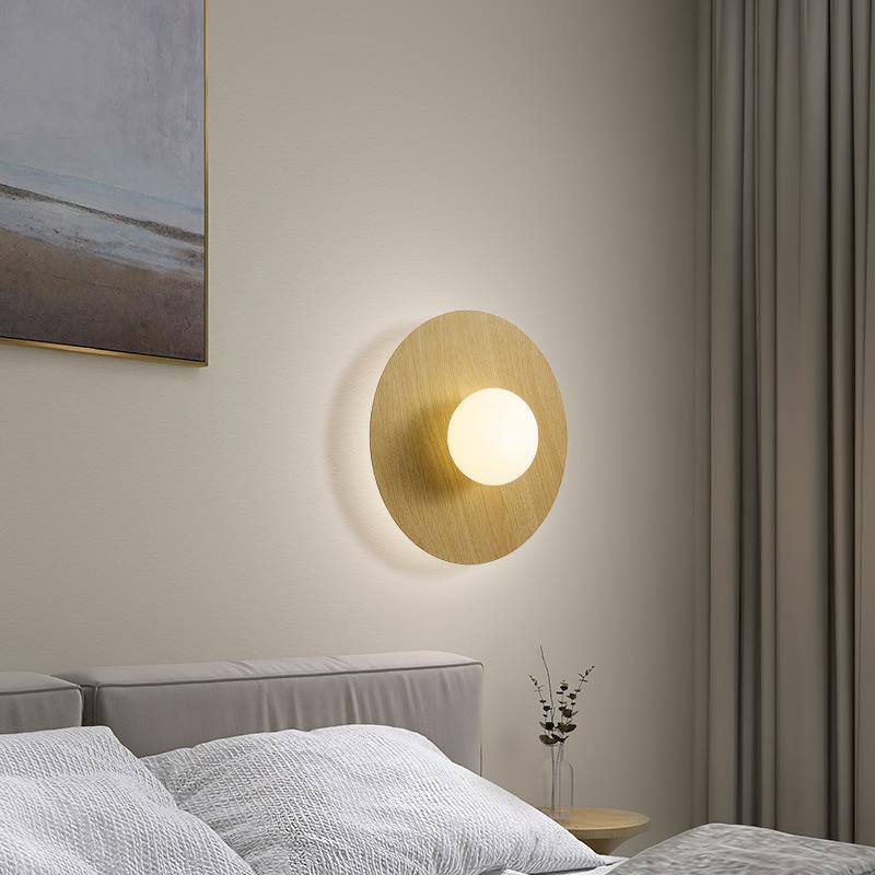 Nordic Wall Lamp Bedroom Bedside Lamp Modern and Simple Creative LED Wood Entrance Hallway Living Room Sofa Wall Lamp Atmosphere