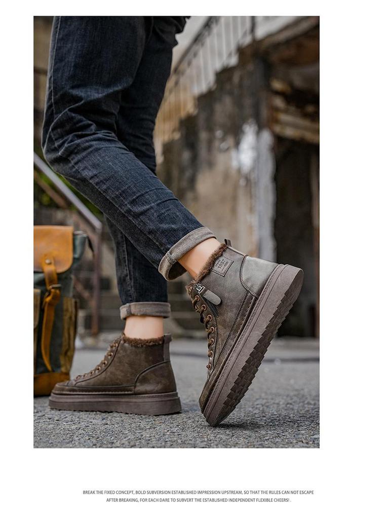 Men's Winter Fleece-Lined Waterproof Non-Slip Martin Boots - Warm, Durable, and Versatile.