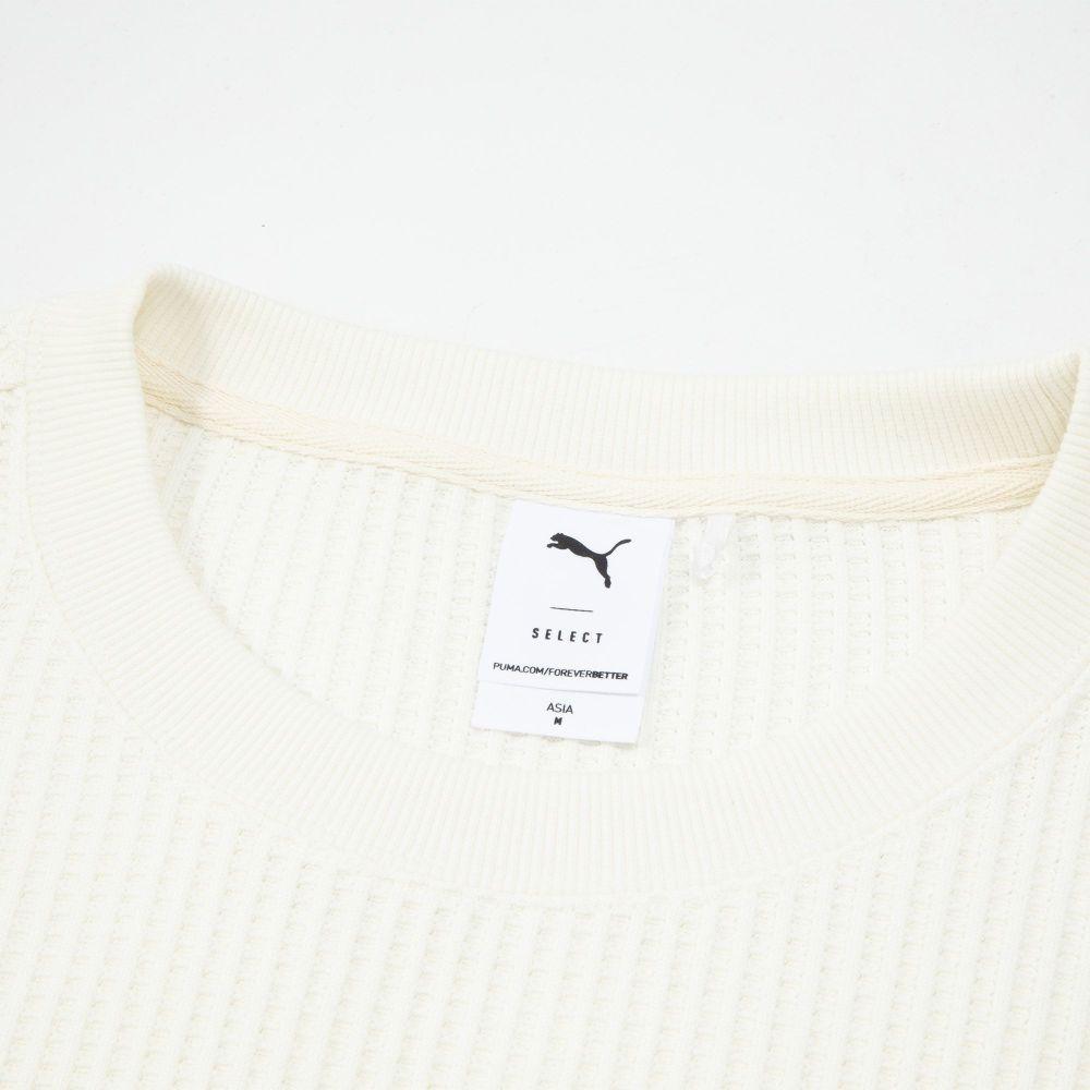 Puma Navy Series Solid Color Knitted Casual Round Neck Long Sleeve Sweatshirt Unisex Sweatshirt White 623128-65