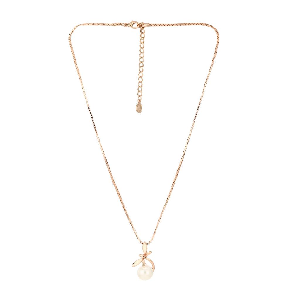 Niedliches Estele-Anhänger-Set aus Roségold mit Perle und Emaille für Damen