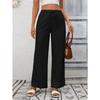 Independent Station Women's Solid Color Loose High Waist Wide Leg Cotton and Linen Trousers for Women