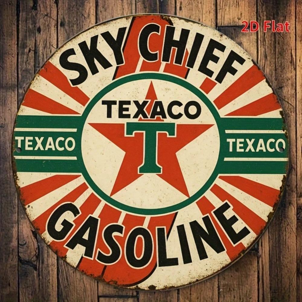Vintage Texaco Sky Chief Gasoline Metal Wall Sign Retro Cafe Home Decor