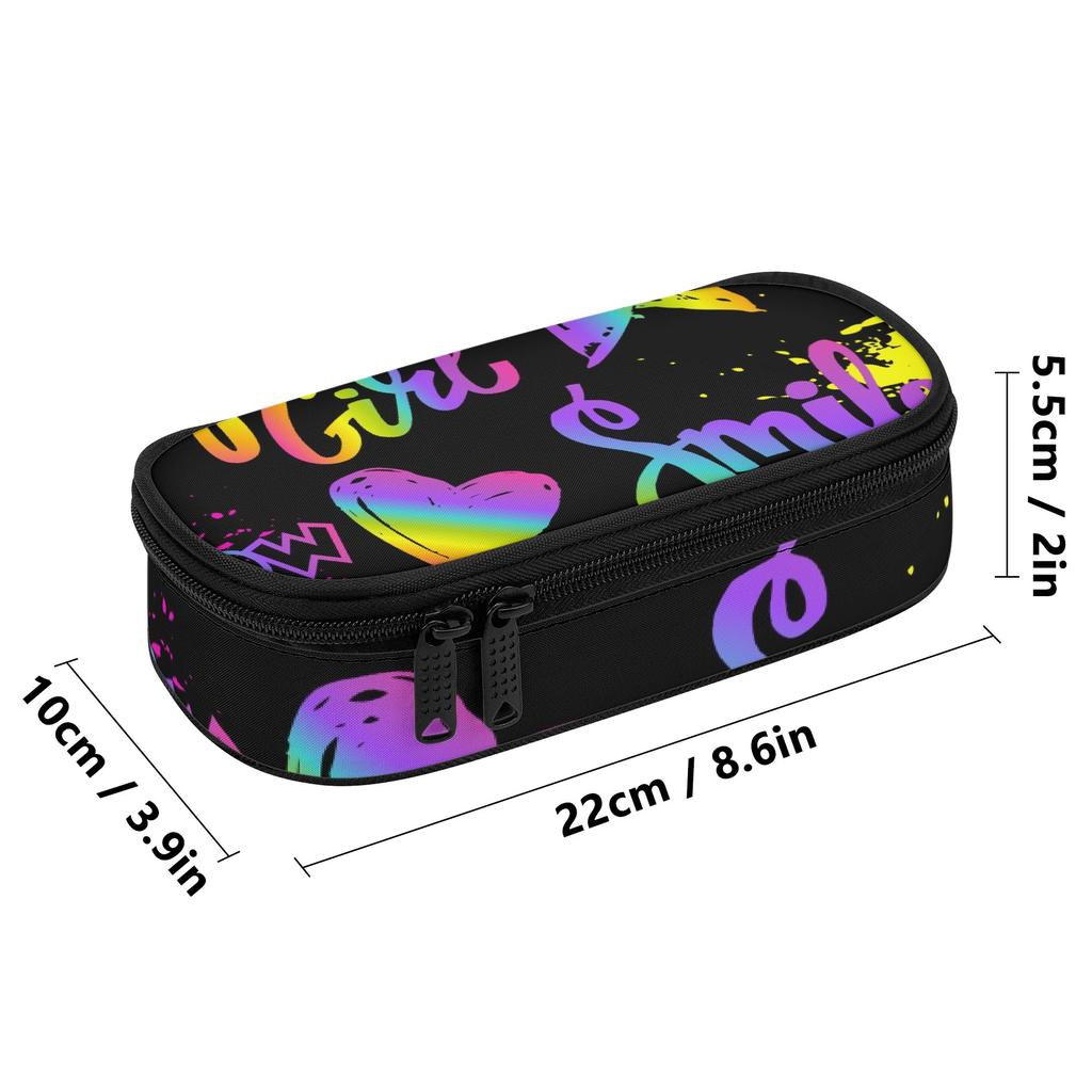 Pen Case Portable 300D Polyester Large Capacity Smooth Zipper with Mesh Pocket Removable Divider and Pen Slots for Boys Girls