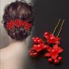 5Pcs Fashion Bridal U-shaped Rhinestone Pearl Flower Hairpin Metal Hair Barrette Rhinestone Hair Clip Crystal Flower Hair Fork