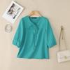 ZANZEA Women Casual Round Neck Solid Color 3/4 Sleeve Summer Blouse