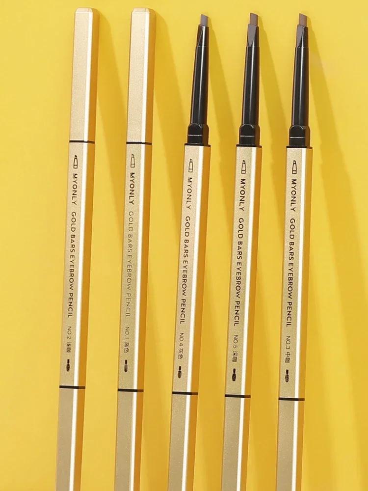 Small Gold Stick Double-Headed Eyebrow Pencil Ultra-Thin 3D Definition Lasting Non-Smudge Triangle Shape for Perfect Brows