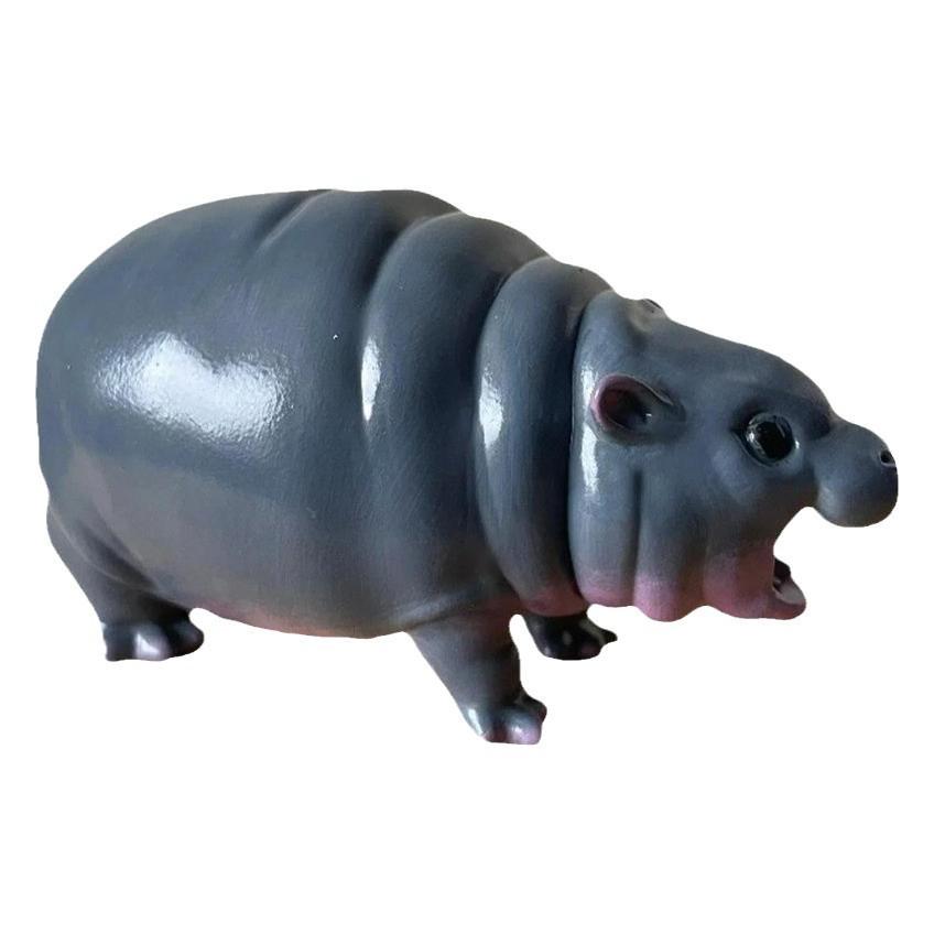 Christmas Hippo Statue: Creative Tabletop Animal Ornament for Home & Party Decorations