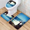 Beach View Bathroom Floor Mat Three-Piece Toilet Carpet Toilet Mat Set Door Mat Bathroom Non-Slip Mat
