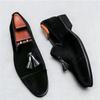 Britský Gentleman Nové Sametové Mokasíny Špičatá Špička Třásně Kožené Boty Pro Muže Svatba Ples Formální Obuv Zapatos Hombre