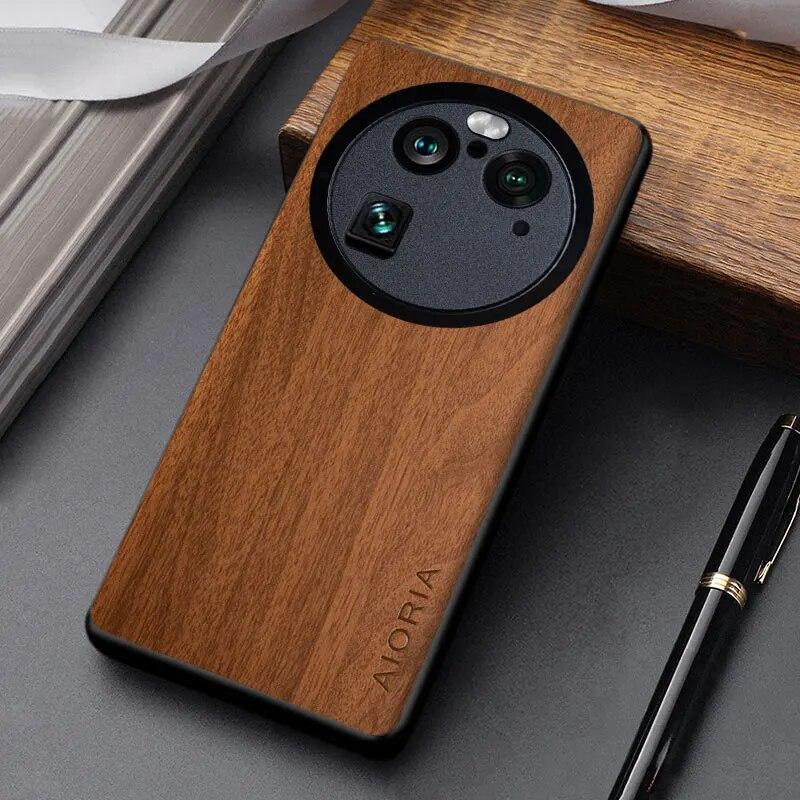 Wooden Pattern Case For OPPO Find X6 Pro Coque Simple Unique Design Lightweight Pu Leather Cover for Find X6 Pro Case Funda