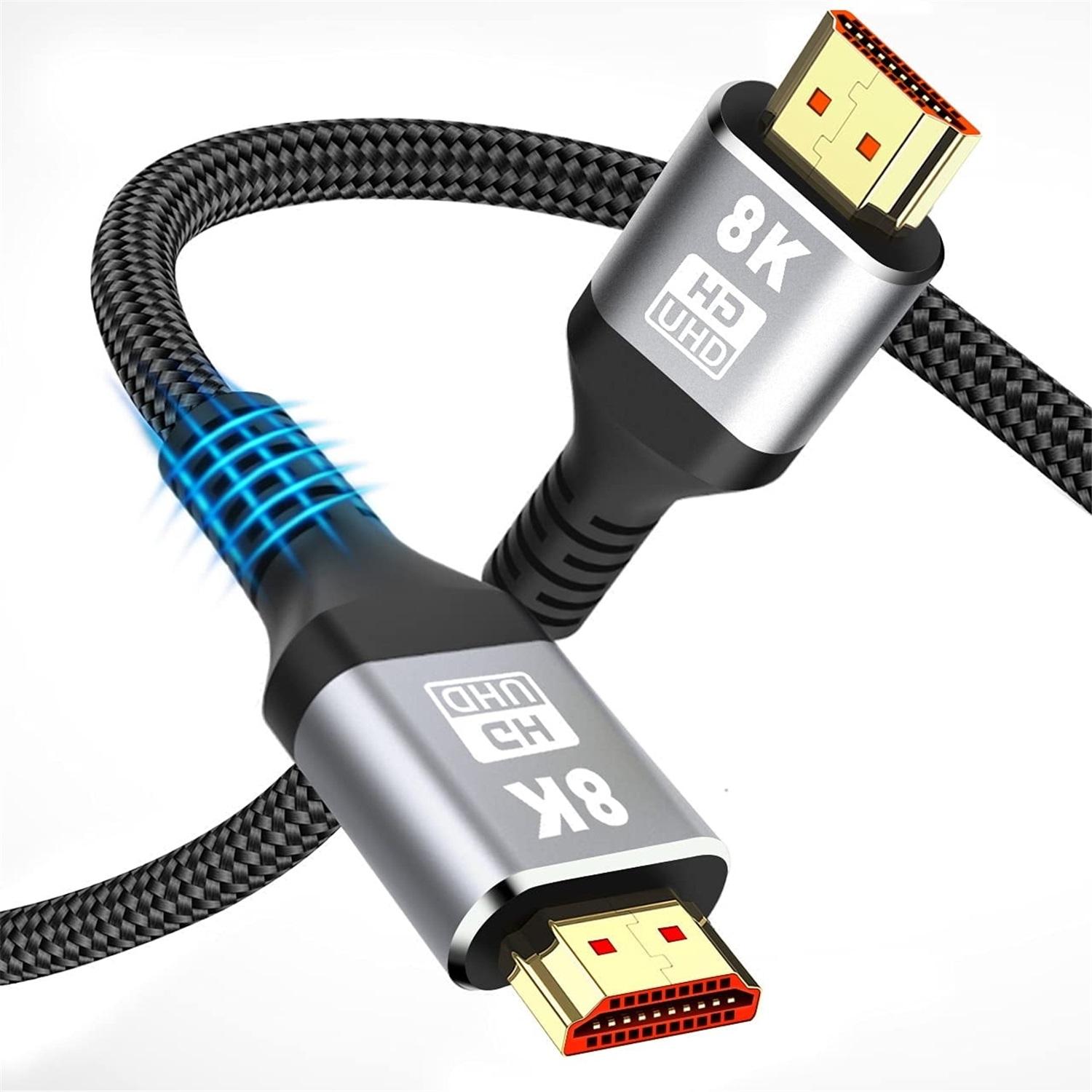 

8K HDMI Cable 48Gbps High Speed Braided Cord-4K@120Hz 8K@60Hz HDCP 2.2&2.3 Dynamic HDR eARC DTS X RTX Dolby For Projector Laptop,Television,Monitor 1M