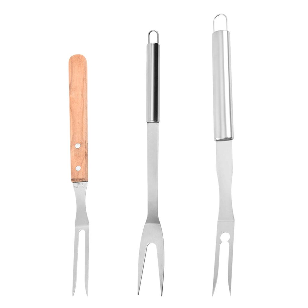 Kitchen Utensils Food Grade Stainless Steel Bbq Grilling Fork With Wooden Handle Outdoor Barbecue Tools Kitchen Gadgets