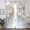 2 Stück Elegante Weiße Blumenmuster-Gardinen aus transparentem Polyester – für Wohnzimmer, Schlafzimmer, Ferienhaus, Café, Küche & Büro