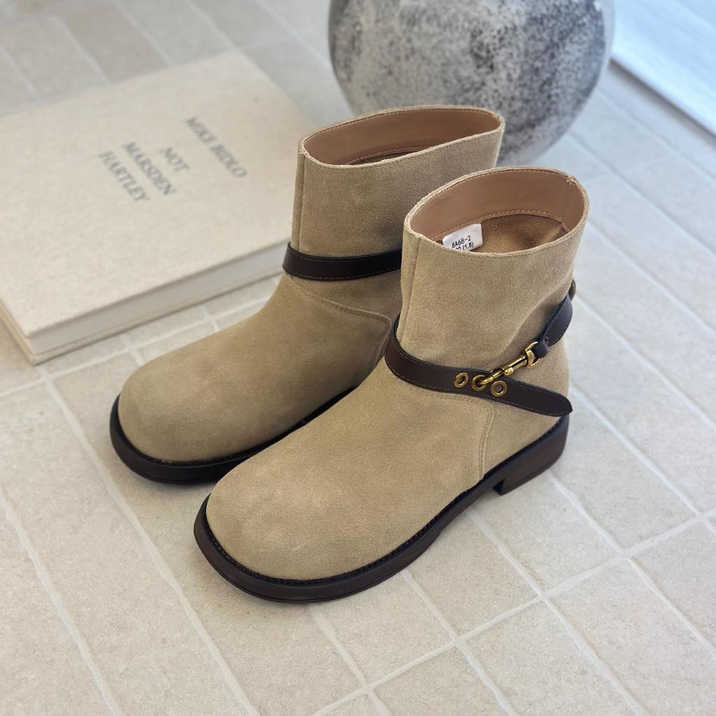 2025 Herbst neue Plateau-Gürtelschnalle Retro Martin Stiefel dicker Absatz Ritterstiefel Damenschuhe Boken Damenschuhe