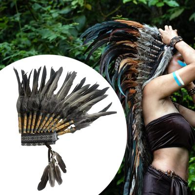 Chapeau Indien Heurtoir à Plumes Artificielles Coiffe Accessoires Photo pour Carnaval