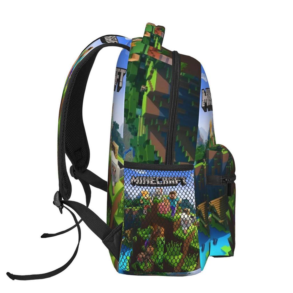 Popular Minecraft Print Lightweight Backpack: Durable, Breathable, Large Capacity, Casual Double Shoulder Bag.