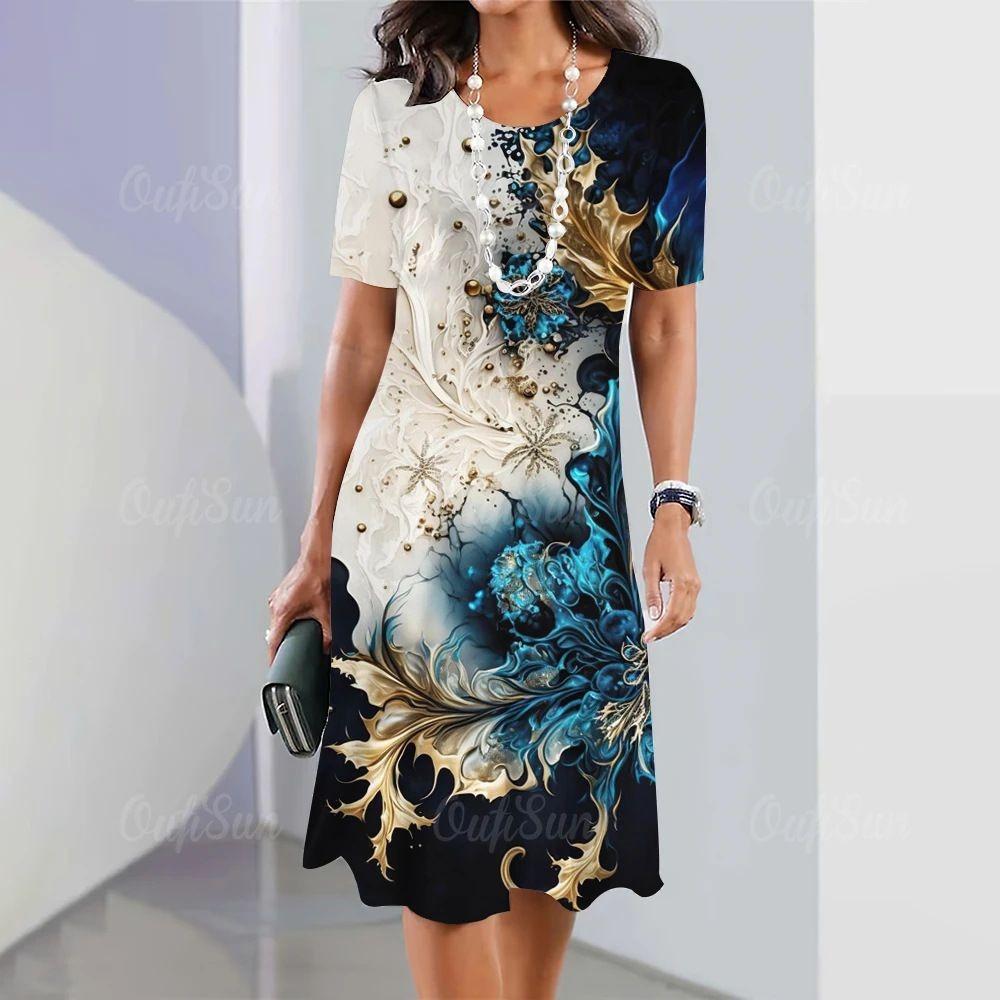 Женское модное платье с круглым вырезом и короткими рукавами, летняя одежда S