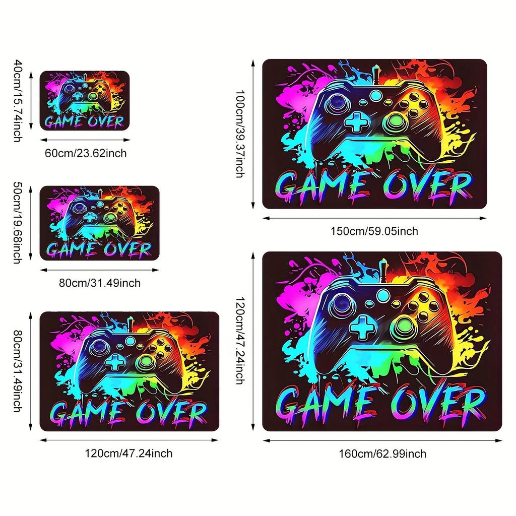 Gaming Elements Area Rug, Large Non Slip Polyester, Soft Protective Living Room Mat, Easy Clean Decor, Stylish Floor Carpet