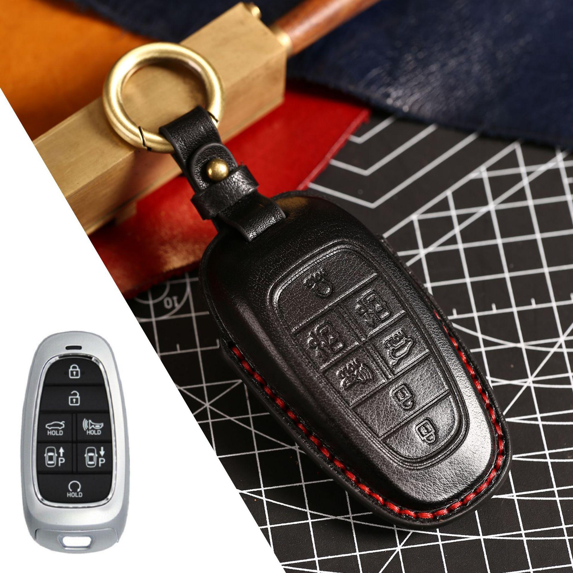 

Cross-Border Hot-Selling Car Key Cover Is Suitable For Beijing Hyundai Tusheng L New Fifth-Generation Leather Car All-Inclusive Shell