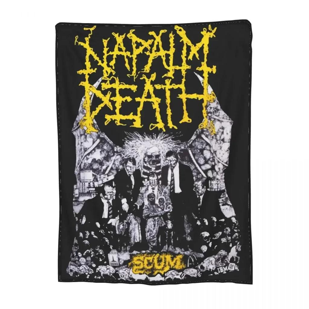 Napalm Death Black Metal Band Merch Throw Fleece Blanket Cozy Warm for Travel Plush Thin Quilted Blanket