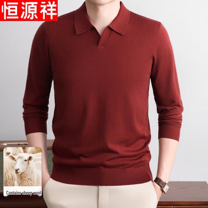 Hengyuanxiang Men's Long-Sleeve Knit Polo Shirt