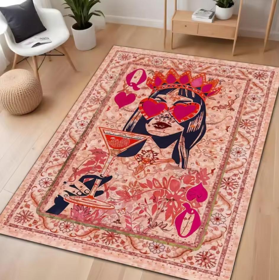 Bedroom Rug Pink Drip Queen Trendy Cool Style Theme Carpet Non-Slip Easy Clean Trendy Queen Personalized Area Home Decor Mat