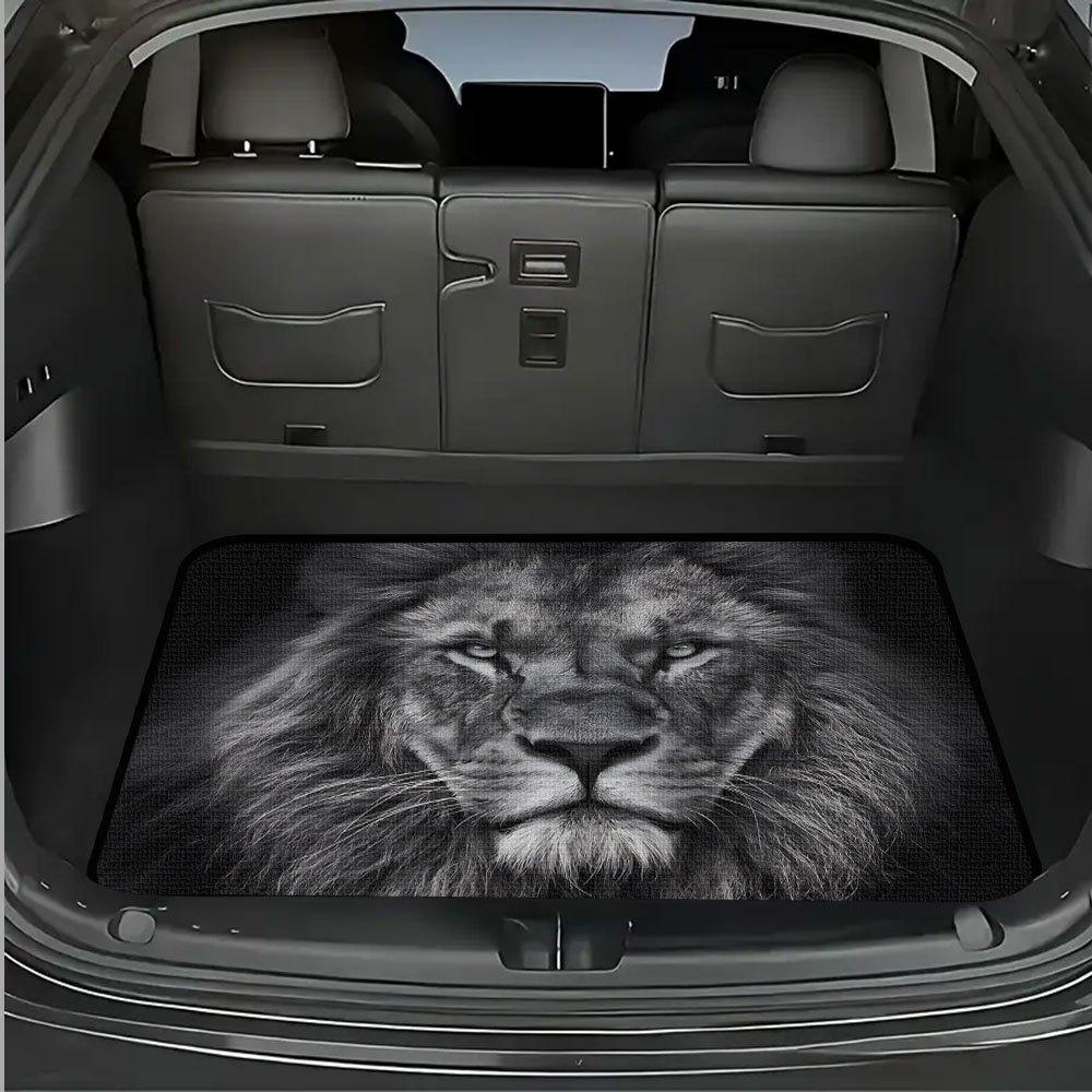 1Pcs Bold Lion Print Car Trunk Mat Non-Slip Heavy-Duty Cargo Liner for SUVs Sedans Trucks  Protects Against Pets Protective Cover