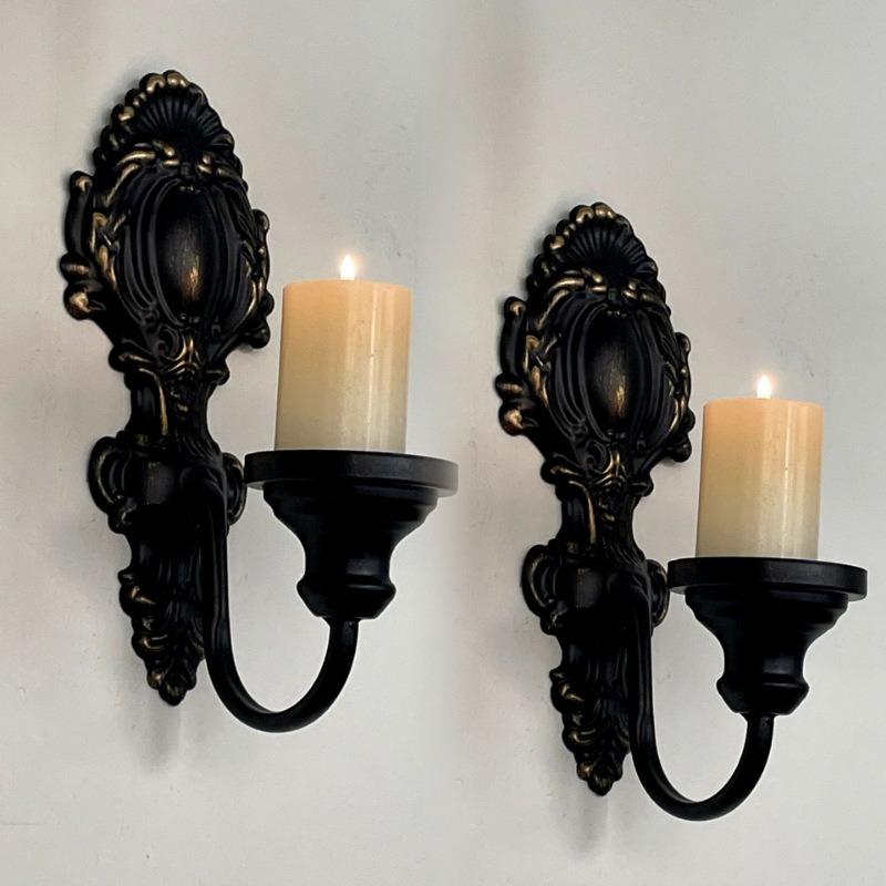 2pcs American Wall-mounted Candle Holder Wrought Iron Candle Holder Rural Pastoral Home Wall Decoration Wedding Decoration