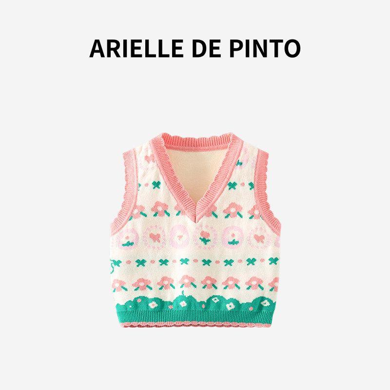 Французский детский осенне-зимний жилет Arielle De Pinto с милым жаккардовым узором из мелких цветов, теплый жилет Off-White-Pb608 73