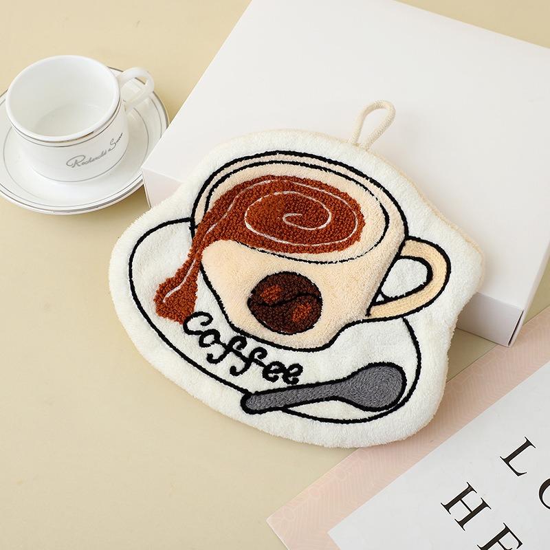 Kids Cartoon Hand Towel Coral Fleece Thick Hanging Towel for Kitchen Bathroom Soft Absorbent Washcloth Children Gift Set with Loop