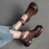 Fashion GKTINOO Thick Sole Pumps Versatile Genuine Leather Retro Women's Shoes 2025 Spring New Round Toe High Heel Platform Shoes