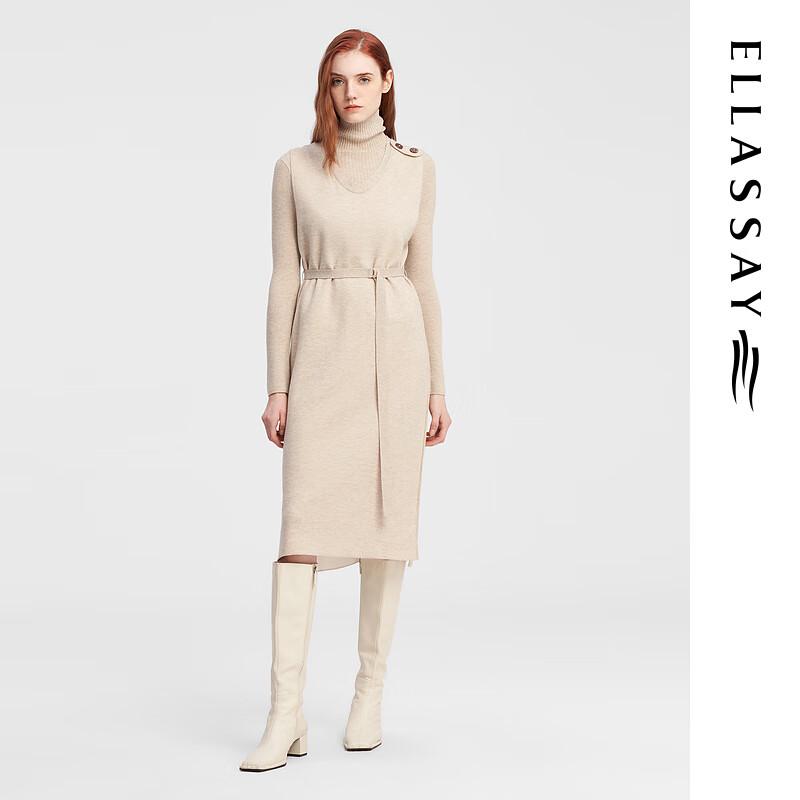 

ELLASSAY Women s Merino Wool High Neck Knit Dress XS