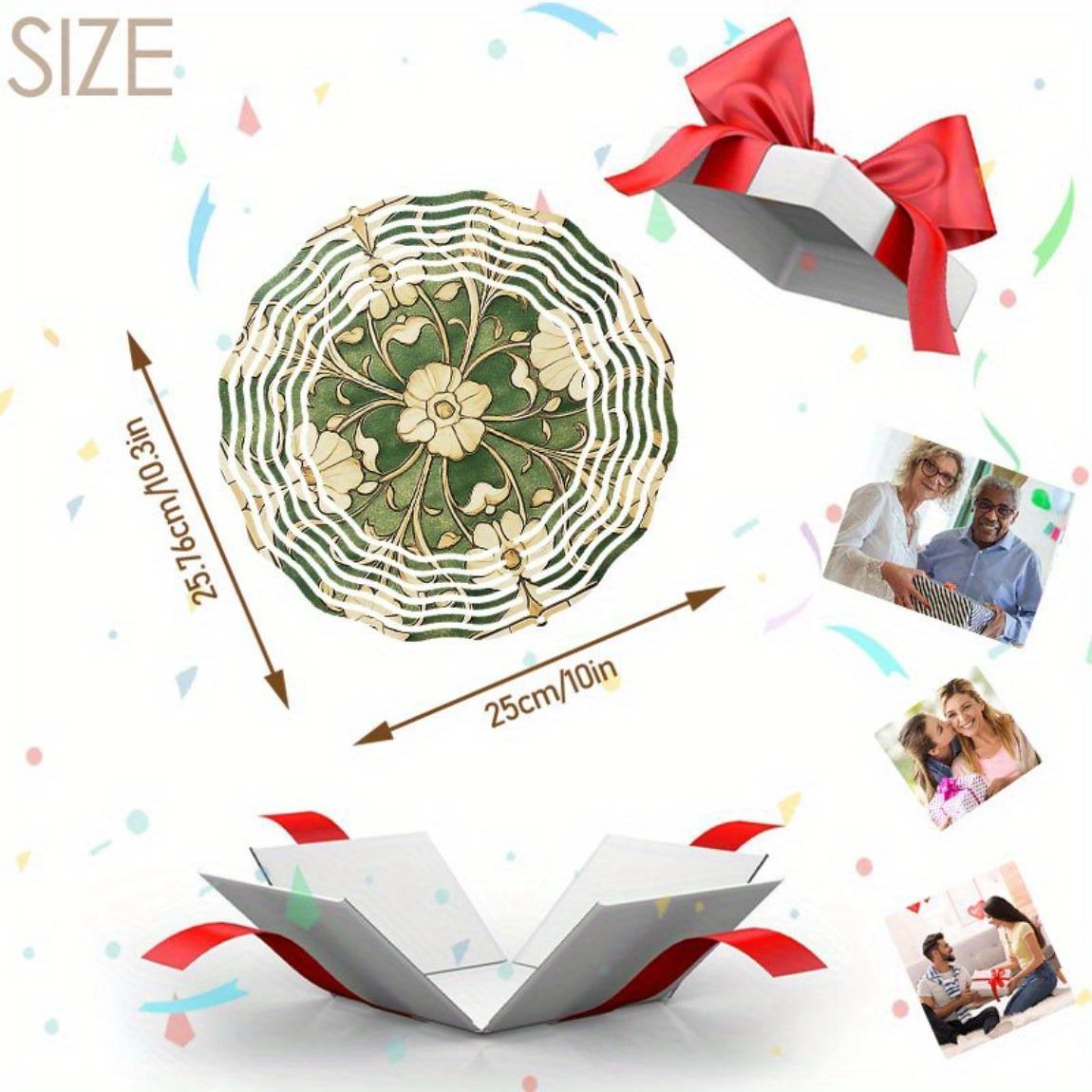 

Metal Wind Spinner Outdoor Garden Decor with 3D Floral Design 360 Rotating Hook Soothing Wind Chime for Patio Yard Holiday Decoration