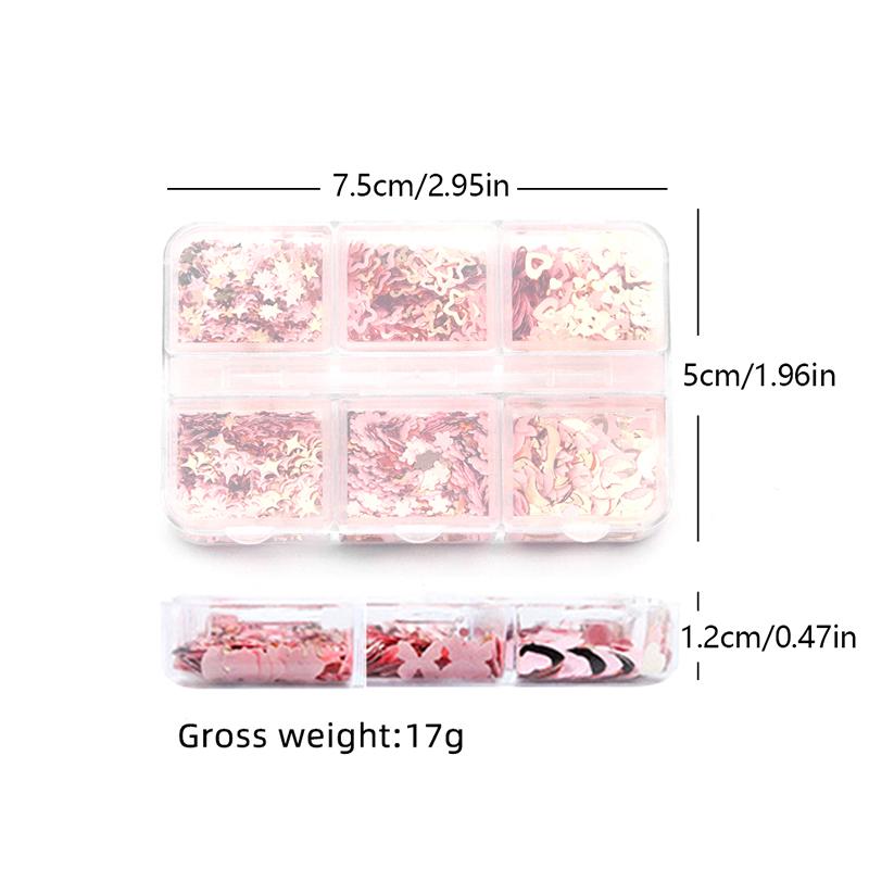Rosa Gold Nagel Glitzer Pailletten Dekorationen Mix Stern Mond Kirschblüte Liebe Herz Flocken für Maniküre Design Nägel Zubehör