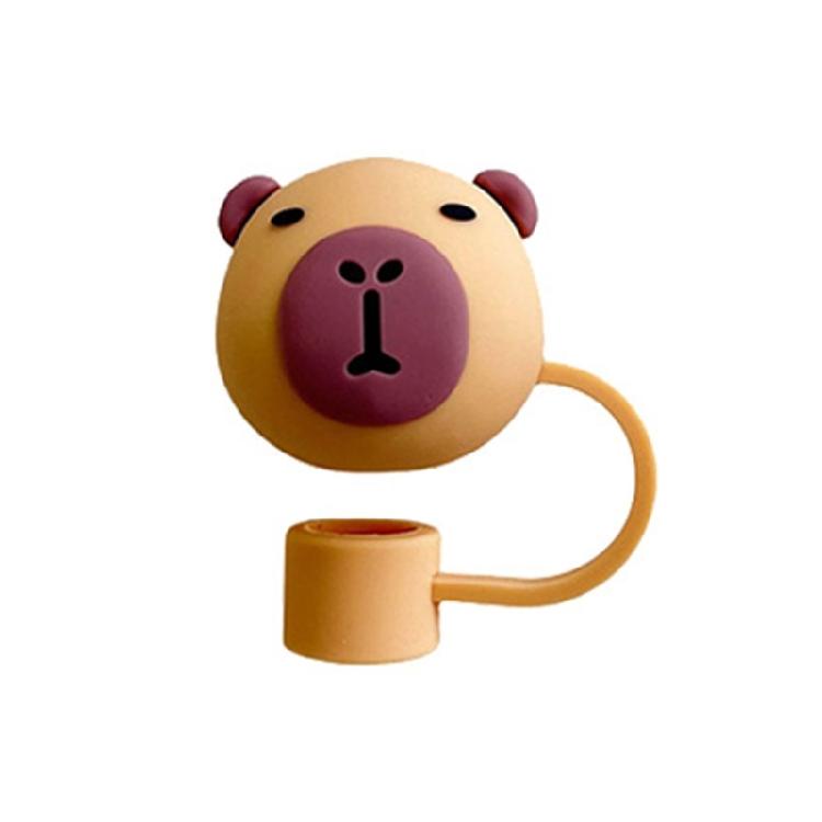 4Pcs Drinking Straw Caps Plugs Portable Straw Caps Lovely Capybara Silicone Straw Covers Caps Straw Accessories