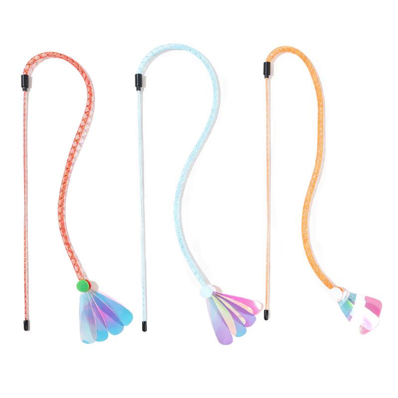 VZZS Cat Teaser Wand with Colorful Sequins and Sound-Making Chips - 10 Pack