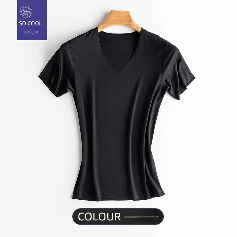 

Summer Mens T Shirts Casual Ice Silk T-shirt Men s Thin Men s Short-sleeved Sports T-shirt Bottoming Shirt S чорний