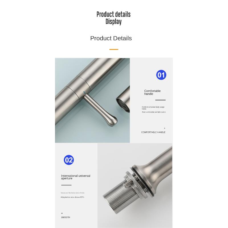 Stainless Steel Kitchen Faucet Cold and Hot Dual Control Brushed Vegetable Basin Faucet Mixer Tap