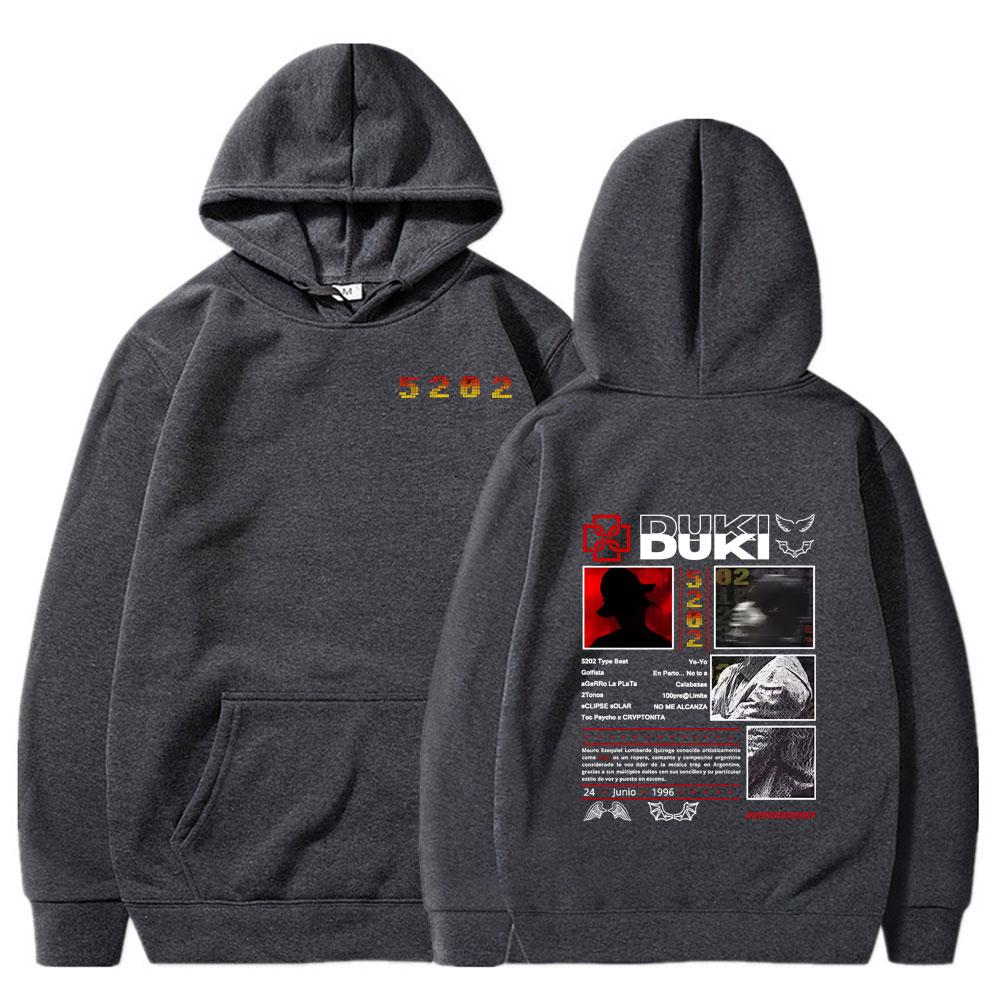Rapper Duki 5202 MIXTAPE Album Hoodies Men's Women Clothing Fashion Hip Hop Hooded Sweatshirt Casual Clothes Keep Warm Pullovers
