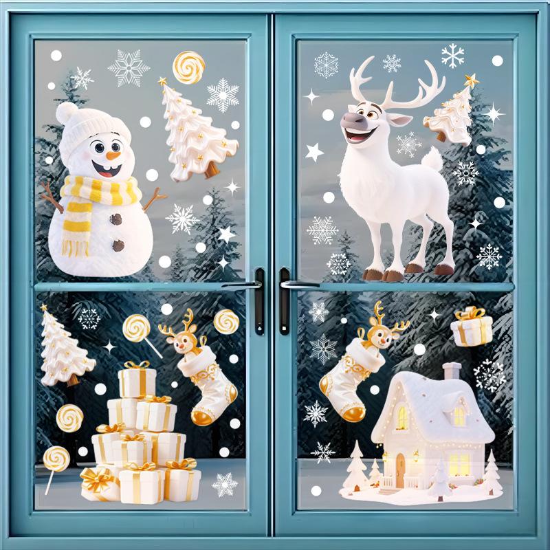 Santa Claus Tree, Static Window Lattice, Scene Arrangement, Glass Door Stickers, Window Display, Reindeer, Snowman