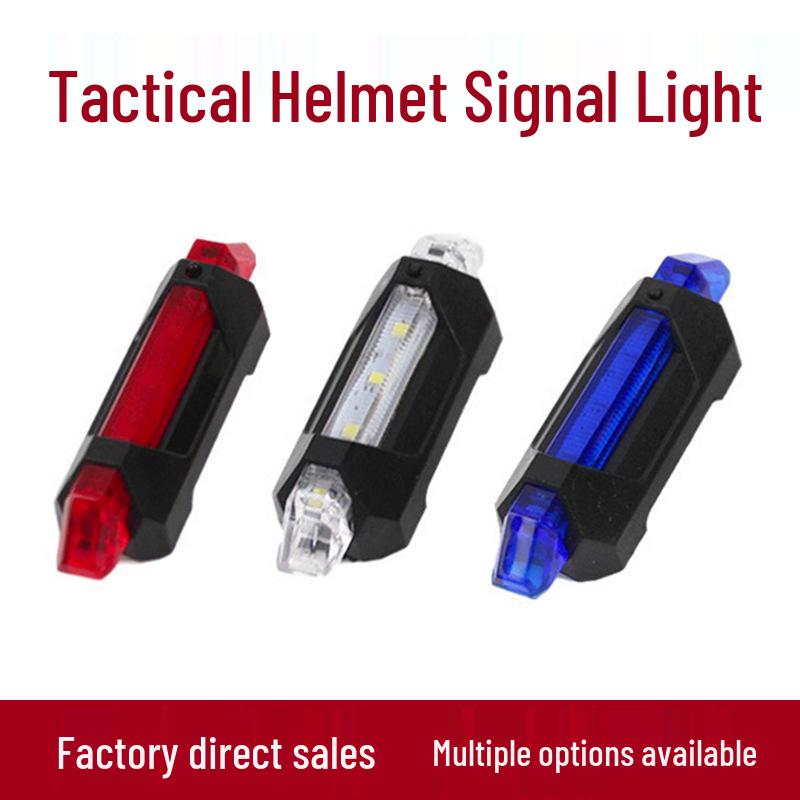 Rechargeable LED Tactical Helmet Light, Colorful Detachable Strobe In Red and Blue.