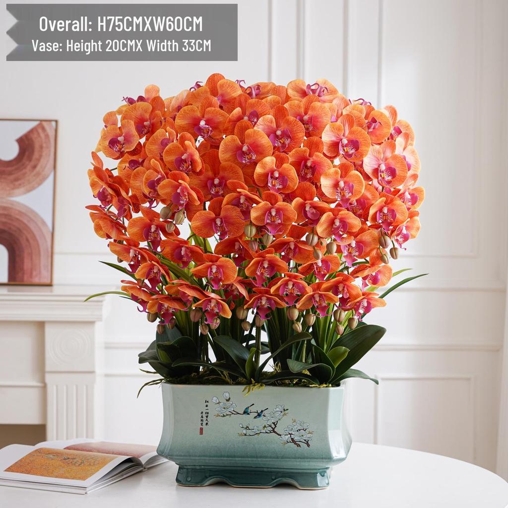 Luxury Phalaenopsis Artificial Flower Arrangement for Living Room Dining Table Decor