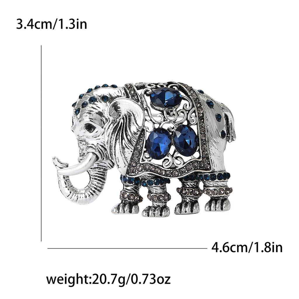 Rhinestone Elephant Brooch for Women Unisex Glass Animal Pin Mammoth Lapel Pins Banquet Party Backpack Gifts Jewelry Accessories